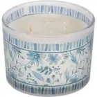 3 Wick Jar Candle - Blue Florals Design - Lavender Scent - 14 Oz - 30 Hours NEW