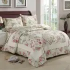 Patchwork Floral 100% Cotton Quilted Bedspread Coverlet Set King Size Bedding
