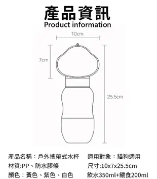 寵物戶外攜帶式水杯 寵物水壺 寵物水杯 貓狗水壺 (10折)