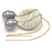 14kt Yellow Gold Threader Chain; Freshwater Cultured Pearl Drop Earrings