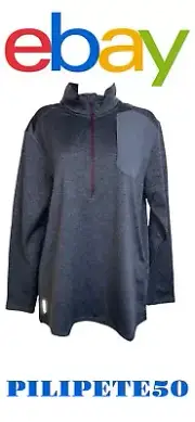 Eddie Bauer Half Zip, Mock Neck Pull Over Shirt Ebony Medium~Sweater Pullover