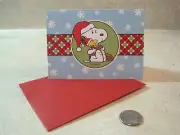 1 PEANUTS SNOOPY CHRISTMAS CARD WOODSTOCK IN BOX * GLITTER SNOW FLAKES * CUTE