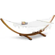 Gardeon Hammock Bed Outdoor Camping Garden Tassel Timber Hammock White