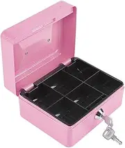 Safe Box with Key Lock, Portable Steel Petty Fireproof Waterproof Cash Security Box with Small Combination Anti Theft Household for Travel Home Office Jewelry Documents Fireproof Small Box(Pink)