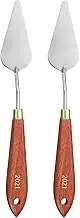 uxcell 2pcs Palette Knife Painting Tool 2.76" x 1.3" Stainless Steel Teardrop Blade 8.86" Length Spatula Painting Pallet Knives with Hole Beech Wood Handle for Acrylic Canvas, Red/Silver