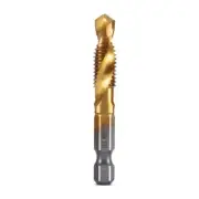 M8x1.25 Hex Shank Titanium Plated HSS Screw Thread Metric Tap Drill Bits7525