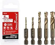 VALYRIANTOOL 5PCS M35 Cobalt Stubby Drill Bit Set for Stainless Steel & Hard Metals & Cast Iron, with 1/4" Hex Shank for Quick Chucks & Impact Drivers, 3/32", 1/8", 3/16", 1/4", 5/16"