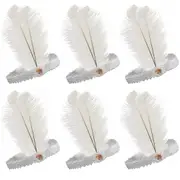 Br Costumes 6X 1920S Flapper Headband Headpiece Feather Sequin Charleston Party Bulk White Headbands
