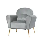 Velvet Cushion Armchair Lounge Chair Accent Grey