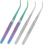 AUTSUPPL Nail Art Tools Set 4 Pcs Acrylic Gel Tips Tweezers Cuticle Nail Art Clips for Precision Shaping