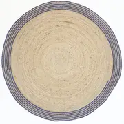 Capri Navy Jute Natural Round Rug