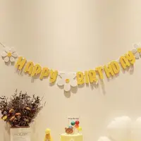 在飛比找momo購物網優惠-韓系清新小雛菊不織布生日掛旗1組(ins風 生日氣球 派對 