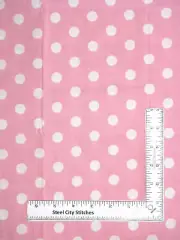 Polka Dot Medium Size 1/2" White Dots on Pink Cotton Fabric Santee 26" Length