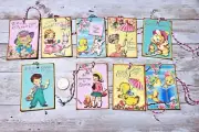 9~Easter~Retro~Vintage~Kids~Hats~Linen Cardstock~Gift~Hang~Tags