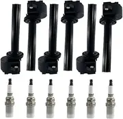 A set of Xingji 6 Ignition Coil Packs and Spark Plugs Compatible for ISUZU TROOPER 00-02/RODEO 00-04/AXIOM 02-04#UF252 And #7090;BKR5EGP