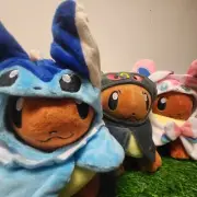 Eevee Plush Eeveelution Doll Toy Poncho Holiday Monster Stuff Animal Gift 8in