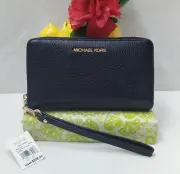 Michael Kors Jet Set Travel Black Pebbled Leather Zip Around Wallet - NWT $258