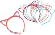 Adorable Children's Cat Ear Hair Bands 12 Pcs Pack Flexible Boys and Girls Hair Hoops for Parties Christmas Easter Events Random Color