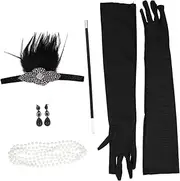 [CATIEBYE] s Clothing Plumage Hairbands Pearl Hair Accessories Headphone Accessories Halloween Flapper Costume Flapper Headband Costume Fascinator Hat Veil Drop Pearl Earrings Plastic