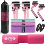 Barbell Pad Set for Squat,Hip Thrust Pad with 2 Upgraded Ankle Straps,3 Booty Ba