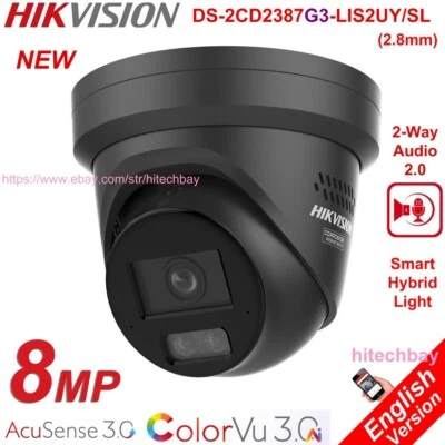 Hikvision 8MP 4K Ai ColorVu 3.0 AcuSense 3.0 PoE Camera DS-2CD2387G3-LIS2UY/SL