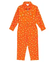 [Stella McCartney Kids] Stella McCartney Kids Floral cotton corduroy jumpsuit Y 8 orange