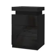 LED Bedside Table Side Table High Gloss Black