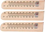 FONDOTIN Practical Wooden Room Thermometer 3pcs Wall Temperature Gauges Home Office No Battery Needed