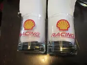 2-NEW VTG.,SHELL RACING OIL/GAS ROCKS GLASSES Sz. 12ozs,3/4''BASE X 3-1/4'' DIA.