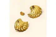 Ridged Shell Gold layered Stud Earrings