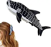 [KRRFDP] Shark Whale Claw Clips, Unique Marine Animal Hair Accessories, Strong Hold Cellulose Acetate Hair Clips, Large Realistic Shark Whale Hair Clips for Thick and Thin Hair (Shark Black)