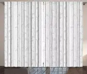 Ambesonne Grey and White Curtains, Birch Tree Grove Leafless Branches Winter Woo
