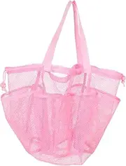 [Minkissy] Mesh Makeup Bag: Toiletry Drawstring Bag with Multiple Pockets for Women - Quick-Dry Travel Storage Organizer for Beach Swimming