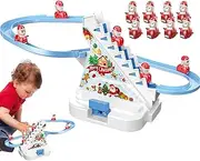 Electric Climbing Ladder,LED Lights Music Toddler Race Track Batteries Powered | Automatic Electric Climbing Santa Track Slide Stairs for Christmas
