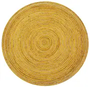 Handwoven Round Jute Rug-Spiral 6009-Natural/Gold-120x120cm