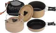 Perfk Camping Cookware Set with Kettle for 3-4 People Outdoor Cook Gear Cooking Pot Non Stick Frying Pan for BBQ Travel Backpacking