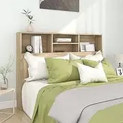 Sonoma Oak Wood Headboard Cabinet, 140 cm, Wall Mounted Storage for Books, Bedroom Decor