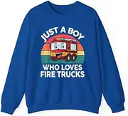 [X.Style] Just A Boy Who Loves Fire Trucks Firefighter Toddler ds034 Sweater Royal L