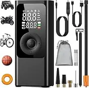 Tyre Inflator Portable Air Compressor Car Tyre Pump, 10000mAh Dual Power Supply 150PSI Tyre Inflator Cordless Digital Dual Values Display tyre Pump for Car Motorcycle Bike Ball