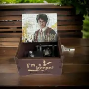 New “Harry Potter” Handmade Hand Crank Brown Wooden Music Box