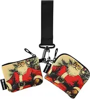 [XYMZR] Mini Zip Around Wristlet keychain Wallet Christmas Santa Sofa for Women Personalized Pattern Detachable Dual Pouch Wristlet Portable Wallet Phone Coin Purse, Multi-colored, One Size