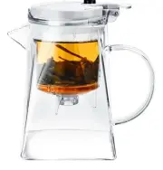 Rzlinn Glass Teapot with Removable Infuser(25Oz),Automatic Push Glass Tea Kettle