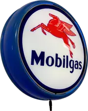Mobilgas Mobil Fuel Petrol Bar Lighting Wall Sign Light Button Light Blue