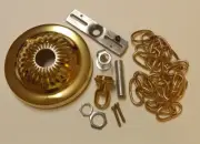 5" BRASS PLATED CEILING CANOPY KIT WITH 3' CHAIN FOR LIGHT FIXTURES 54606JQ