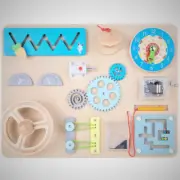 Wooden Busy Board, Premium Montessori, Clock Music Magnet, Educational, Learning