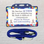 My Son Has Autism Awareness Card & Lanyard • 10 Colours Available FREE