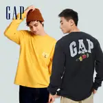 GAP 男女同款 GAP X DISNEY迪士尼聯名 LOGO純棉長袖T恤-多色可選(777840)