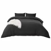 Black Soft Doona Duvet Quilt Cover Pillowcase Set Single Double Queen King Super King 2000TC