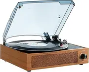 [VEVOR] Vinyl Record Player, 3-Speed, Belt Driven Turntable Record Player with Built-in 3W Speaker Magnetic Cartridge, Support 33/45/78 RPM Bluetooth Aux in RCA Output, for 18/25/30 cm Vinyl Records