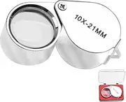 Jeweler's Magnifier, 10X Handheld Magnifier, Jeweler's Magnifying Glass with Case for Science, Reading, Books, Newspapers, Insects, Hobby Observation (10X)